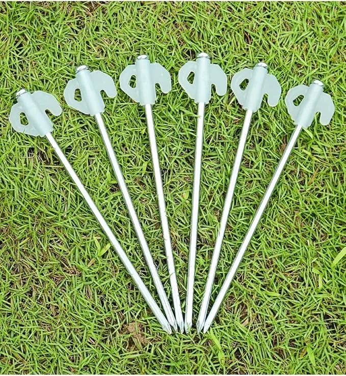 8 pack Tent Stakes Heavy Duty Metal Ground Stake Camping Nails Pop Up Pegs Luminous Garden Stable Fixed Anchor Hook for Outdoor Pile Tarp Traveling Hiking Gear Equipment 8-inch 20CM