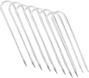 8pcs U-Shaped Garden Stakes for Outdoor Landscape Tent Fixing Tools Heavy Duty Pegs for Securing Tents Garden Nets and Playground Equipment