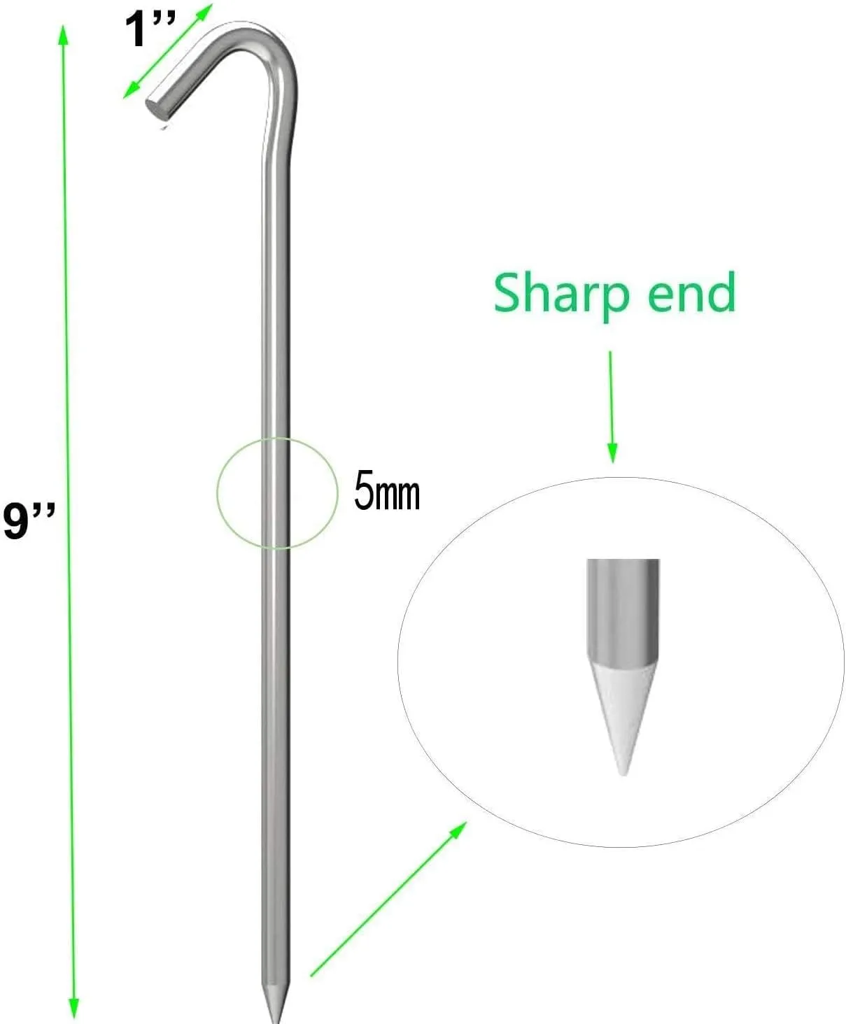 9 inch Galvanized Tent Stakes Metal Tent Pegs, Steel Yard Stakes Tarp Hooks Ground Garden Stakes Tent Spikes, 100 Pack