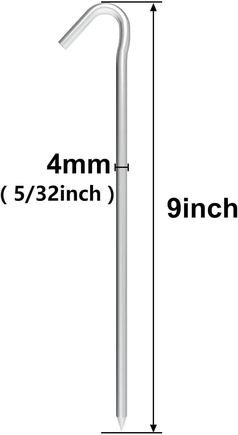 9 Inch Tent Stake Yard Inflatable Stakes Metal Tent Pegs Heavy Duty Ground Stake Fence Hooks Camping Spikes for Canopies, Tarp and Outdoor Christmas Decorations (60)