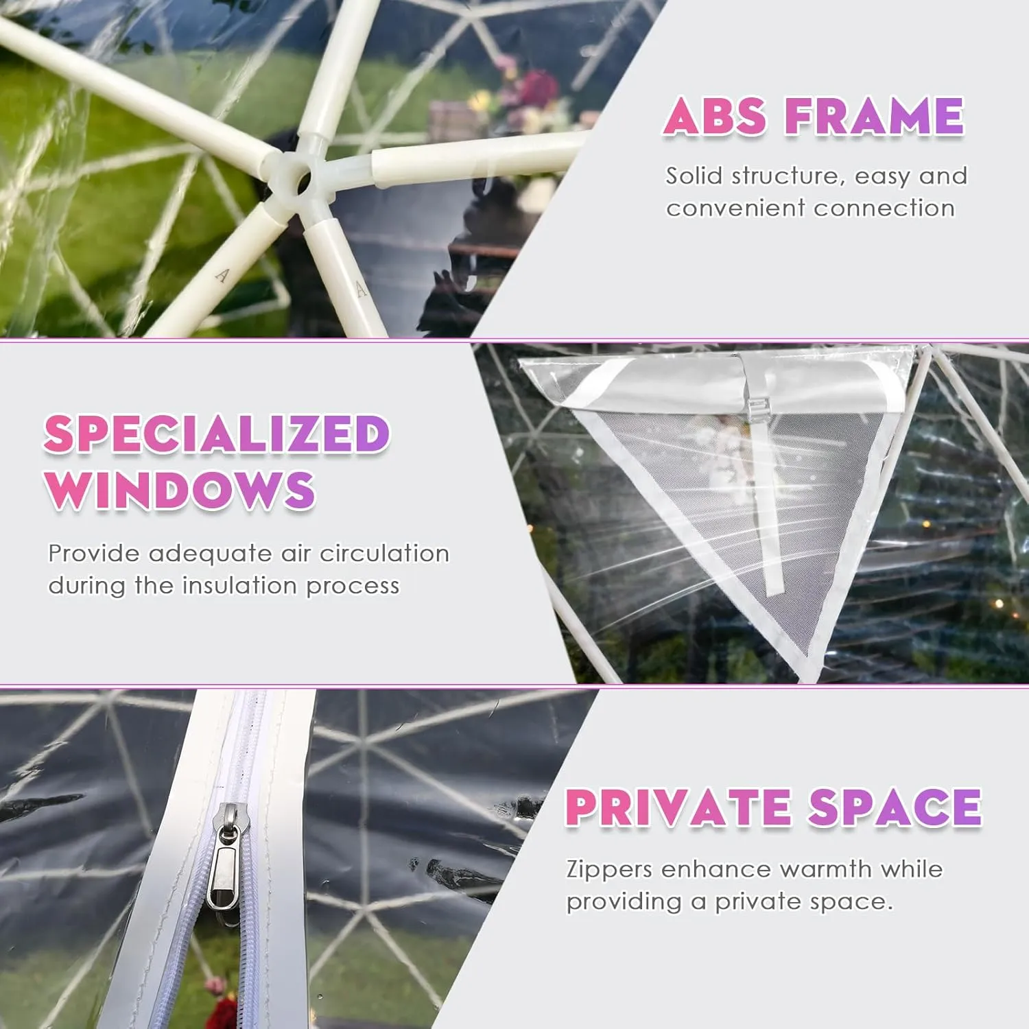 9.5 * 5.7FT Garden Dome Igloo Bubble House Camping Tent with Sunshade, Upgraded Weatherproof Geodesic Dome Greenhouse with Clear Cover for 2-4 Person, Garden Dome for Outdoor, Party, White