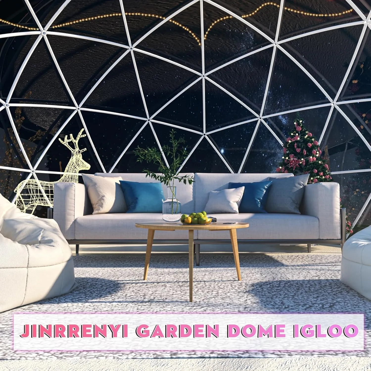 9.5 * 5.7FT Garden Dome Igloo Bubble House Camping Tent with Sunshade, Upgraded Weatherproof Geodesic Dome Greenhouse with Clear Cover for 2-4 Person, Garden Dome for Outdoor, Party, White