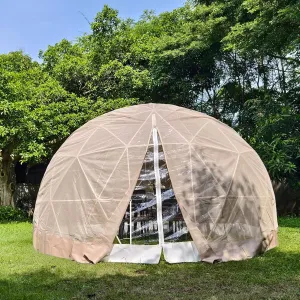 9.5 * 5.7FT Garden Dome Igloo Bubble House Camping Tent with Sunshade, Upgraded Weatherproof Geodesic Dome Greenhouse with Clear Cover for 2-4 Person, Garden Dome for Outdoor, Party, White