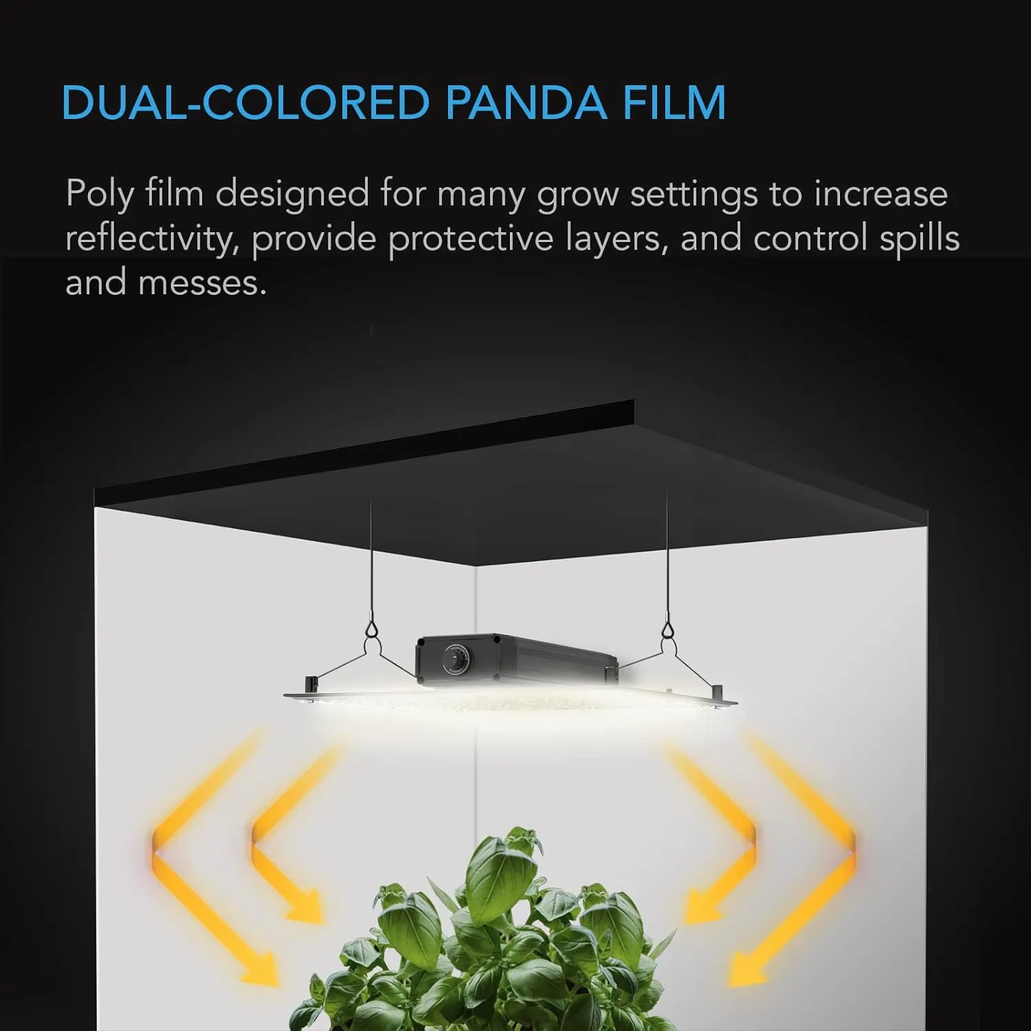 AC Infinity Black and White Panda Film 10' x 100', Waterproof and Reflective Poly Film, 5.5 mil Thick Blackout Tarp Garden Cover for All Seasons in Greenhouses and DIY Grow Rooms