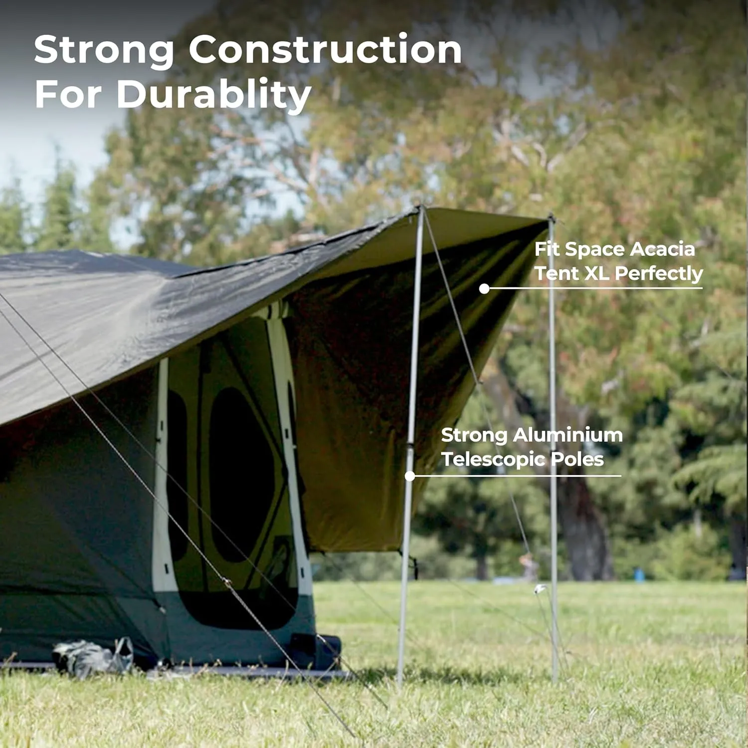 ACACIA Canopy 2-3 Person for Space Acacia Camping System, PU2000 Waterproof Camping Tarp for 4 Season Camping, UPF50  Sunproof Tent Tarp with 2 Telescoping Poles, Carry Bag, Star Night