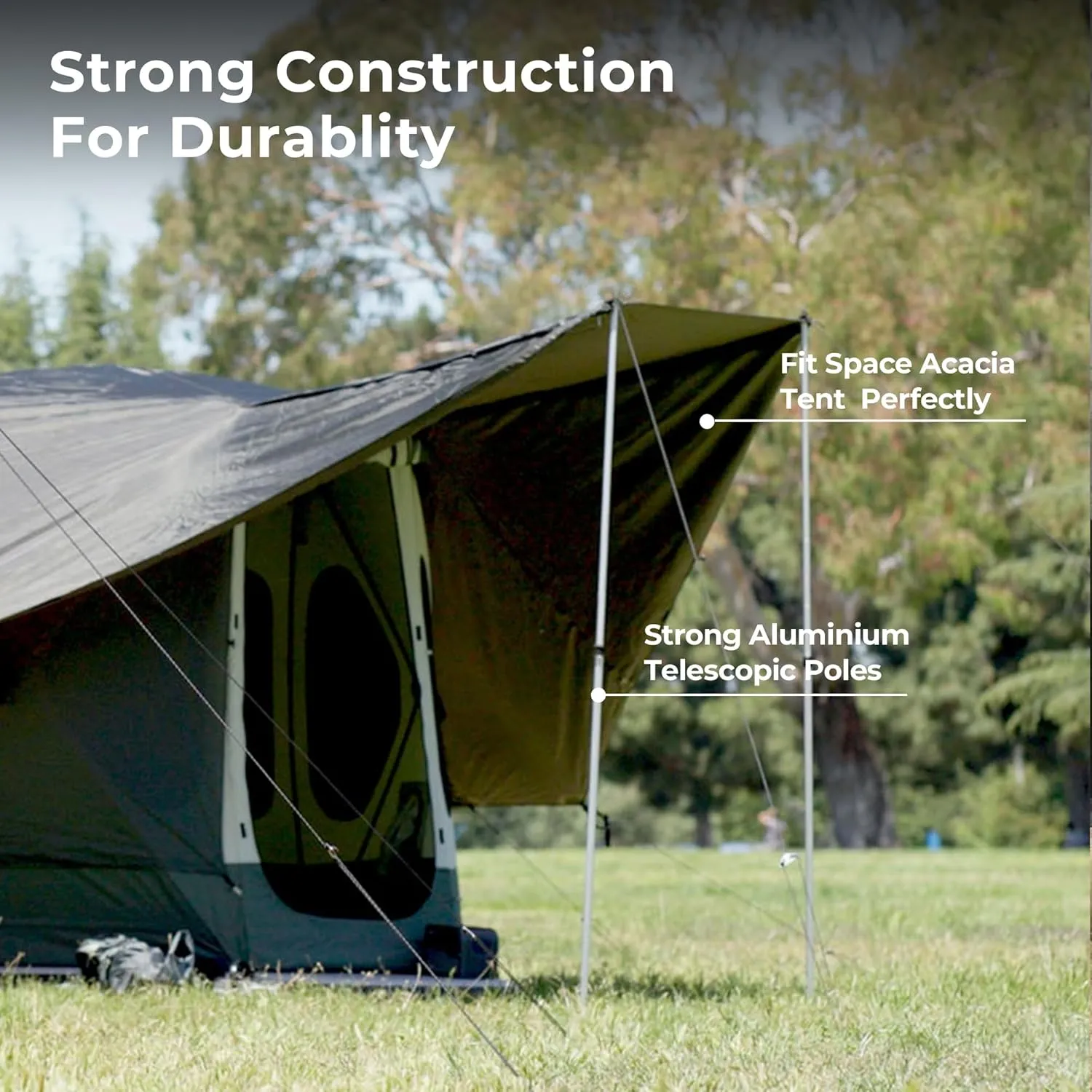 ACACIA Canopy 2-3 Person for Space Acacia Camping System, PU2000 Waterproof Camping Tarp for 4 Season Camping, UPF50  Sunproof Tent Tarp with 2 Telescoping Poles, Carry Bag, Star Night