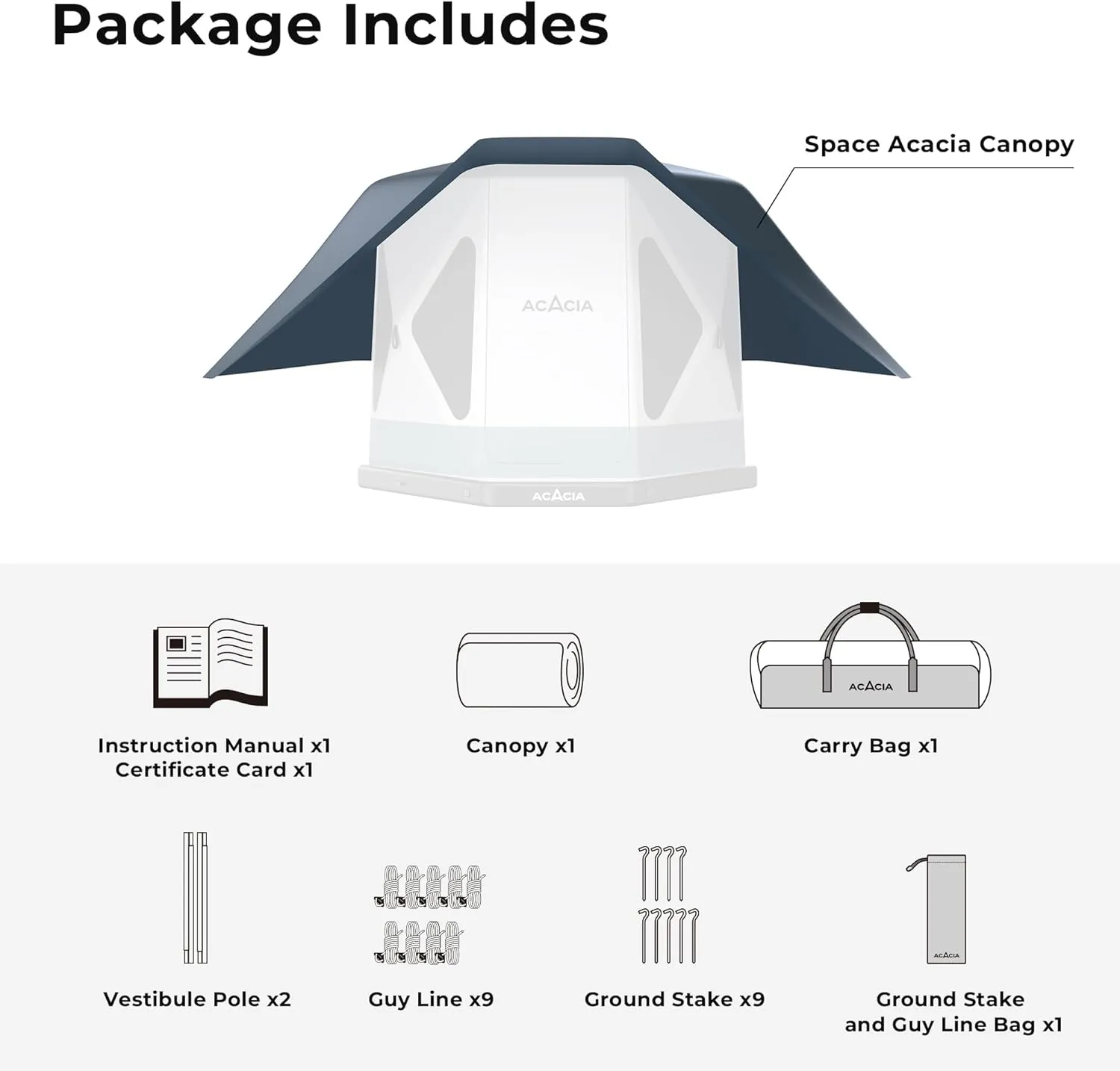 ACACIA Canopy 2-3 Person for Space Acacia Camping System, PU2000 Waterproof Camping Tarp for 4 Season Camping, UPF50  Sunproof Tent Tarp with 2 Telescoping Poles, Carry Bag, Star Night