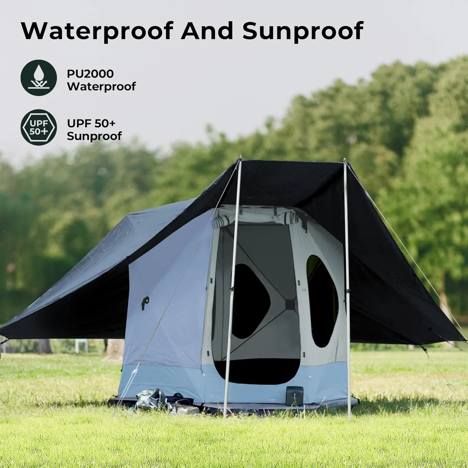 ACACIA Canopy 2-3 Person for Space Acacia Camping System, PU2000 Waterproof Camping Tarp for 4 Season Camping, UPF50  Sunproof Tent Tarp with 2 Telescoping Poles, Carry Bag, Star Night