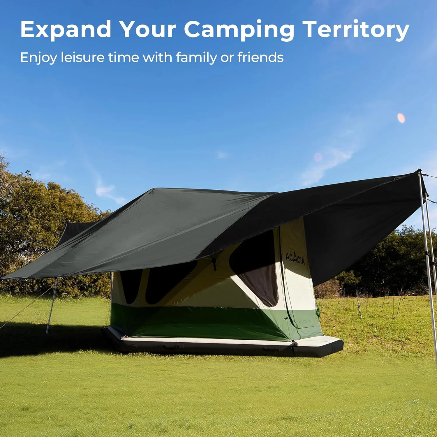 ACACIA Canopy XL for Space Acacia Camping System, PU2000 Waterproof Camping Tarp for 4 Season Camping, UPF50  Sunproof Tent Tarp with 4 Telescoping Poles, Carry Bag, Summer Night