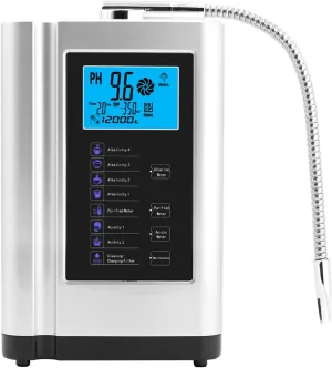 Alkaline Hydrogen-Rich Water Machine Alkaline Water Machine Smart Electrolyzed Ionized Water Machine PH 3.5-10.5 with LCD Touch Screen,Silver