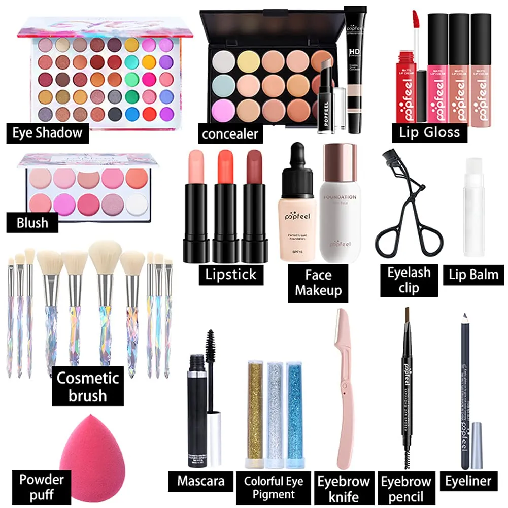 All in One Makeup Gift Kit, Multipurpose Makeup Kit for Women Full Kit, Beauty Kit Include Lipstick Set Eye Shadow Eyebrow Pencil Makeup Tools Eye Makeup(34Pcs), 5T15P1810XG8