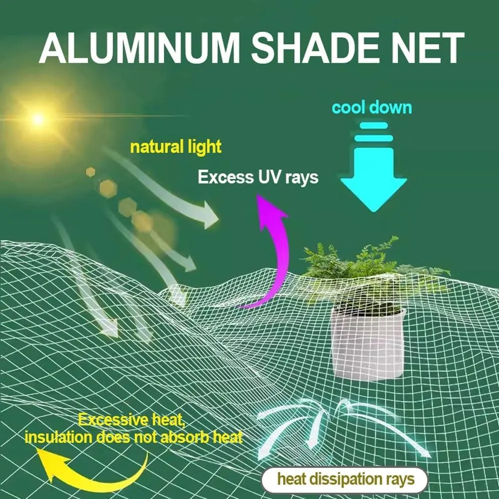 Aluminet Shade Cloth 99%, Durable Sun Shade Cover Mesh Tarp with Grommets Heat Reflective Tarp Sunblock Fabric for Cars, Dog, Plants and Garden Furniture (Size : 4x4m)