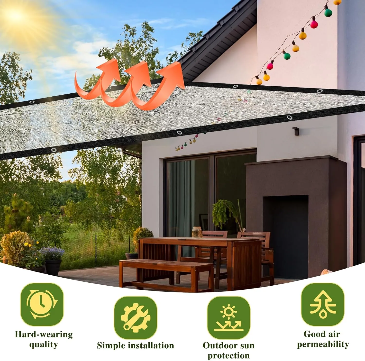 Aluminum Shade Cloth -for Car,90% Heat Reflective Tarp Sunblock Neting,Durable Mesh Tarp with Grommets,Shade Cloth for Garden,Outdoor Pergola,Chicken Coop and Dog Kennel(Silver)