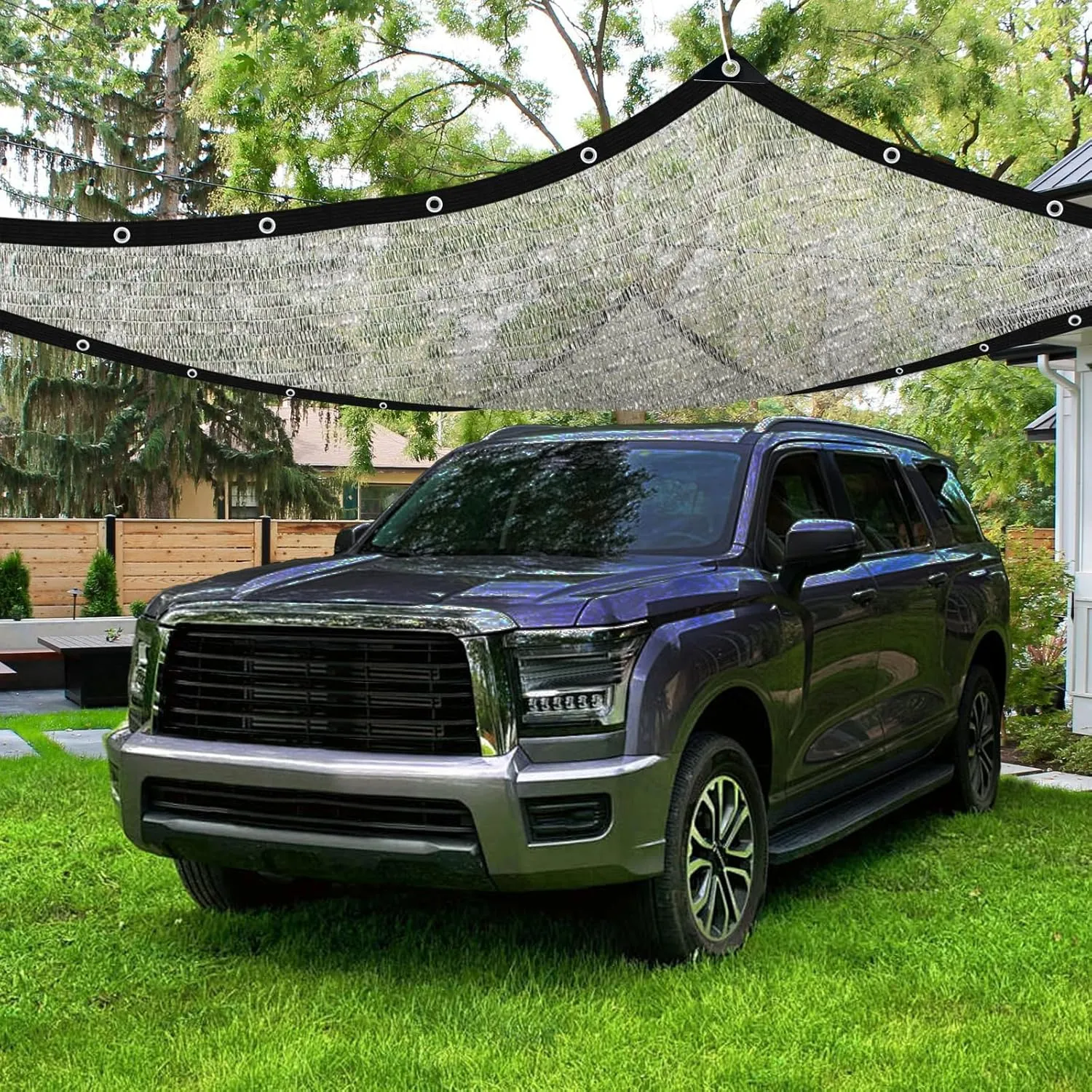 Aluminum Shade Cloth -for Car,90% Heat Reflective Tarp Sunblock Neting,Durable Mesh Tarp with Grommets,Shade Cloth for Garden,Outdoor Pergola,Chicken Coop and Dog Kennel(Silver)