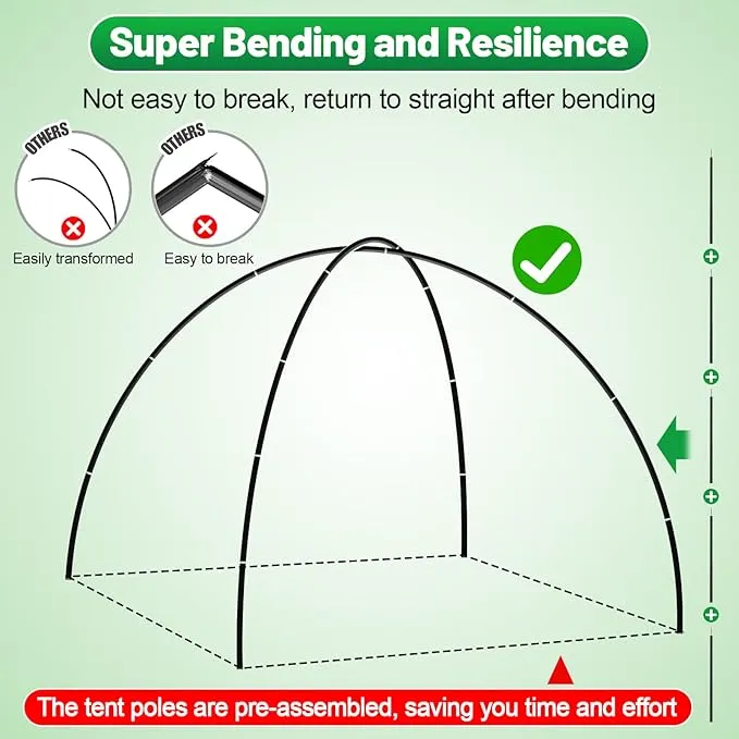 Aluminum Tent Poles Replacement - Pre-Assembled Tent Poles, Fits Both Female and Male Ends - Lightweight Tent Pole Repair Kit for Hiking Camping Backpacking Tent, 14.5FT