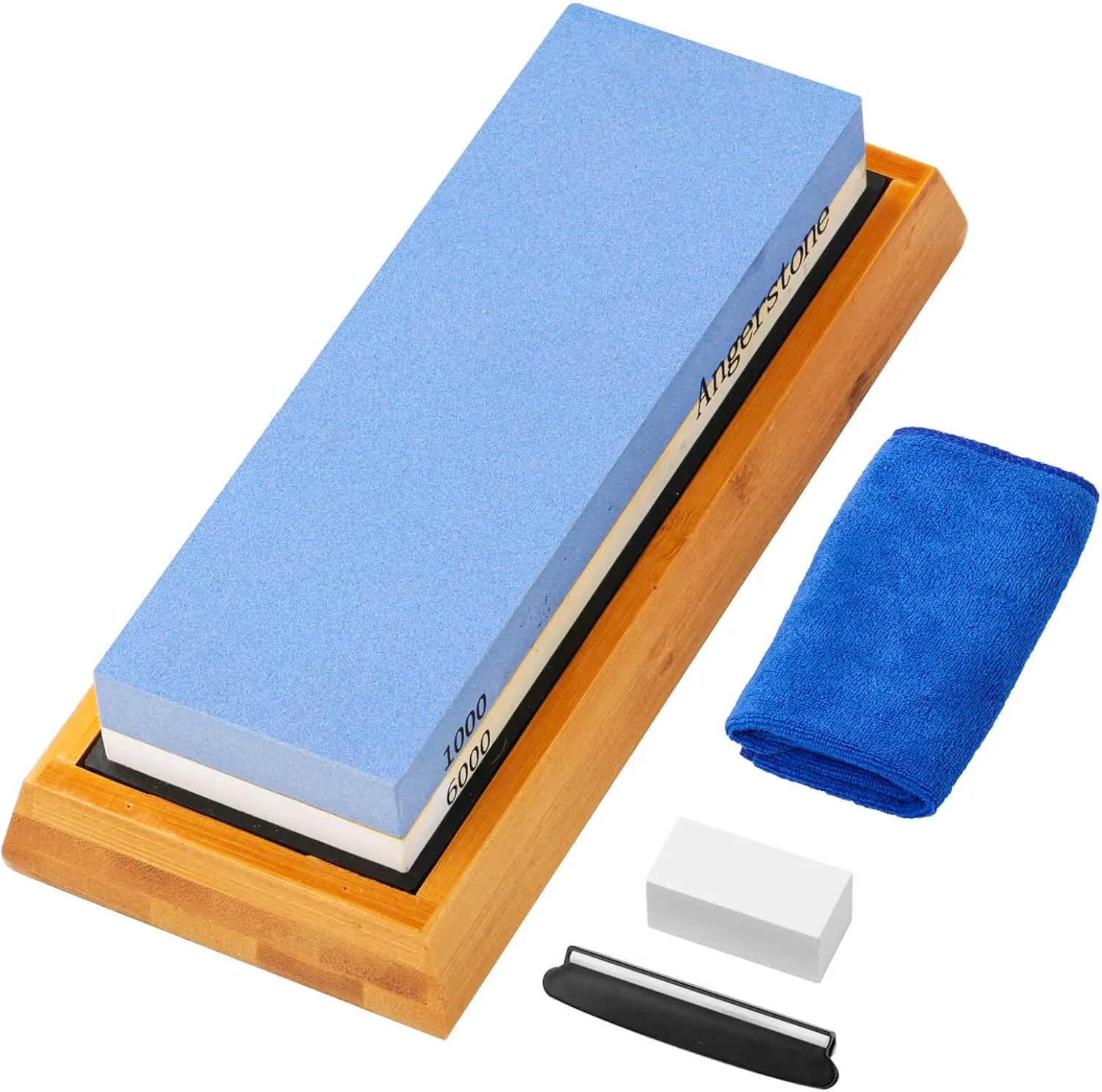 Angerstone Premium Knife Sharpening Stone–Whetstone 1000/6000 Grit, Whetstone Knife Sharpener with NonSlip Base, Best Wet Stone Sharpening Kit, Angle Guide
