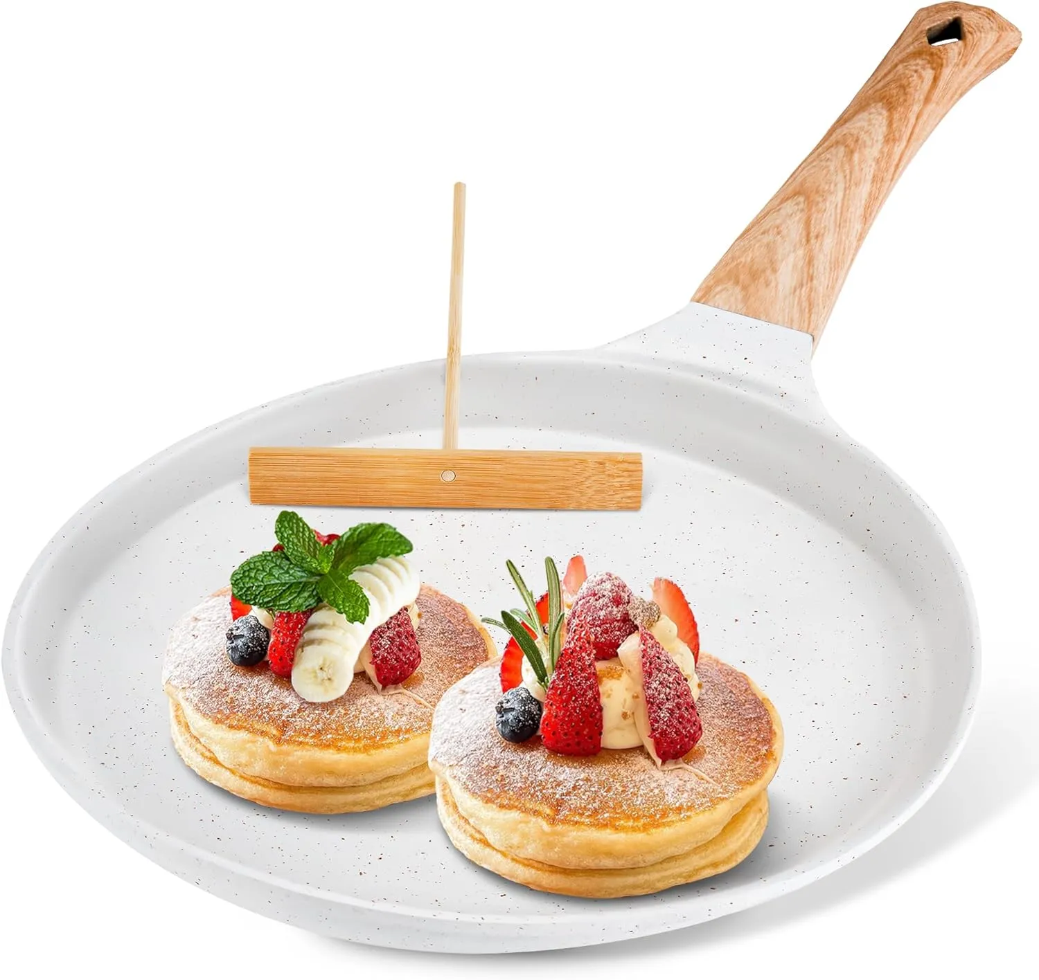 AOSION Crepe Pan11 inch Nonstick Dosa Tawa Pan,Ceramic Crepe Pan,Tortilla Pan for Pancake Omelette Steak Frying Egg with Ergonmic Handle,For All Stoves