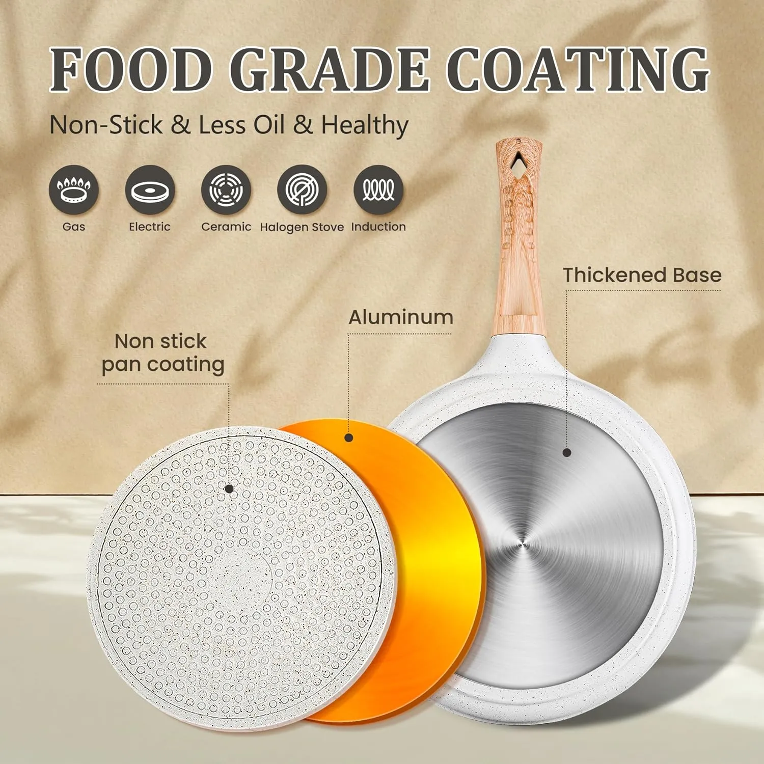AOSION Crepe Pan11 inch Nonstick Dosa Tawa Pan,Ceramic Crepe Pan,Tortilla Pan for Pancake Omelette Steak Frying Egg with Ergonmic Handle,For All Stoves