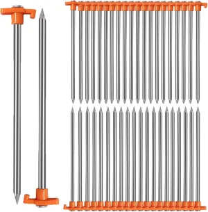 APACALI 40 PCS Metal Tent Stakes Heavy Duty, 10 Inch Yard Stakes Non-Rust Metal Tent Pegs Ground Stakes Tent Spikes Camping Accessories for Camping Patio, Garden, Canopies, Grassland, Outdoor