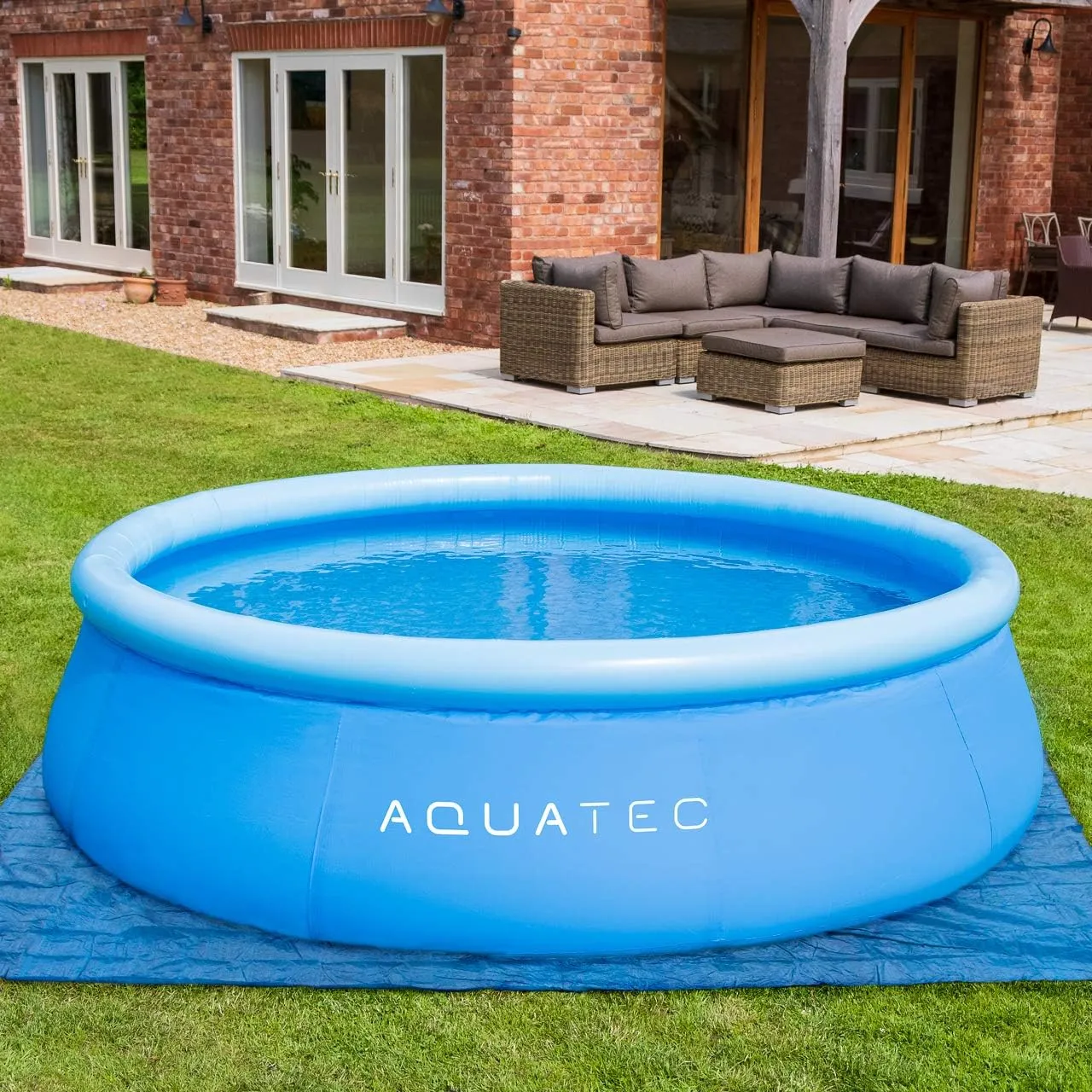 AquaTec Paddling Pool Ground Mat - Durable Swimming Pool Floor Protector | 3 Size Options - 8ft/10ft/12ft | Easy to Install | Tear Resistant Under Pool Mat (8ft Pool Ground Mat)