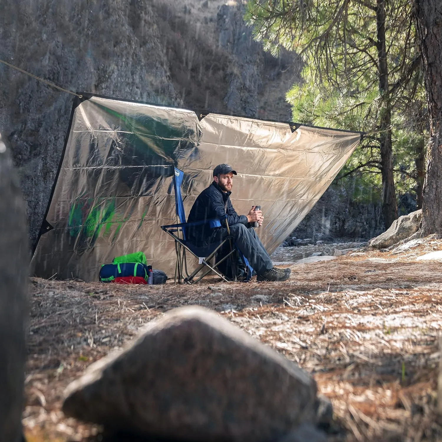 Arcturus XL Survival Tarp - Insulated Reflective Thermal Camping Tarp - 8.5' x 12' (Desert Tan)