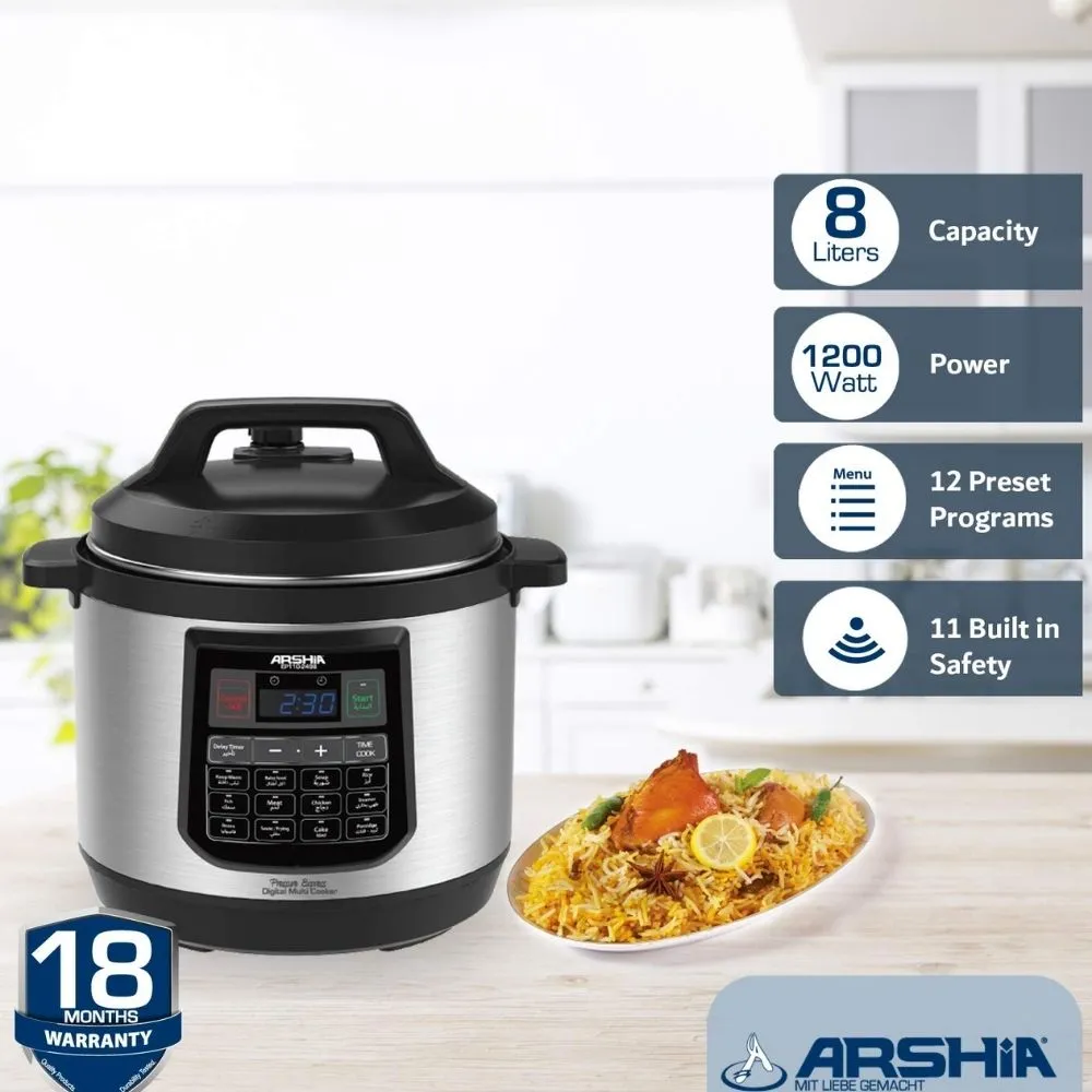 Arshia Digital Pressure Cooker 8 Liters 1200W