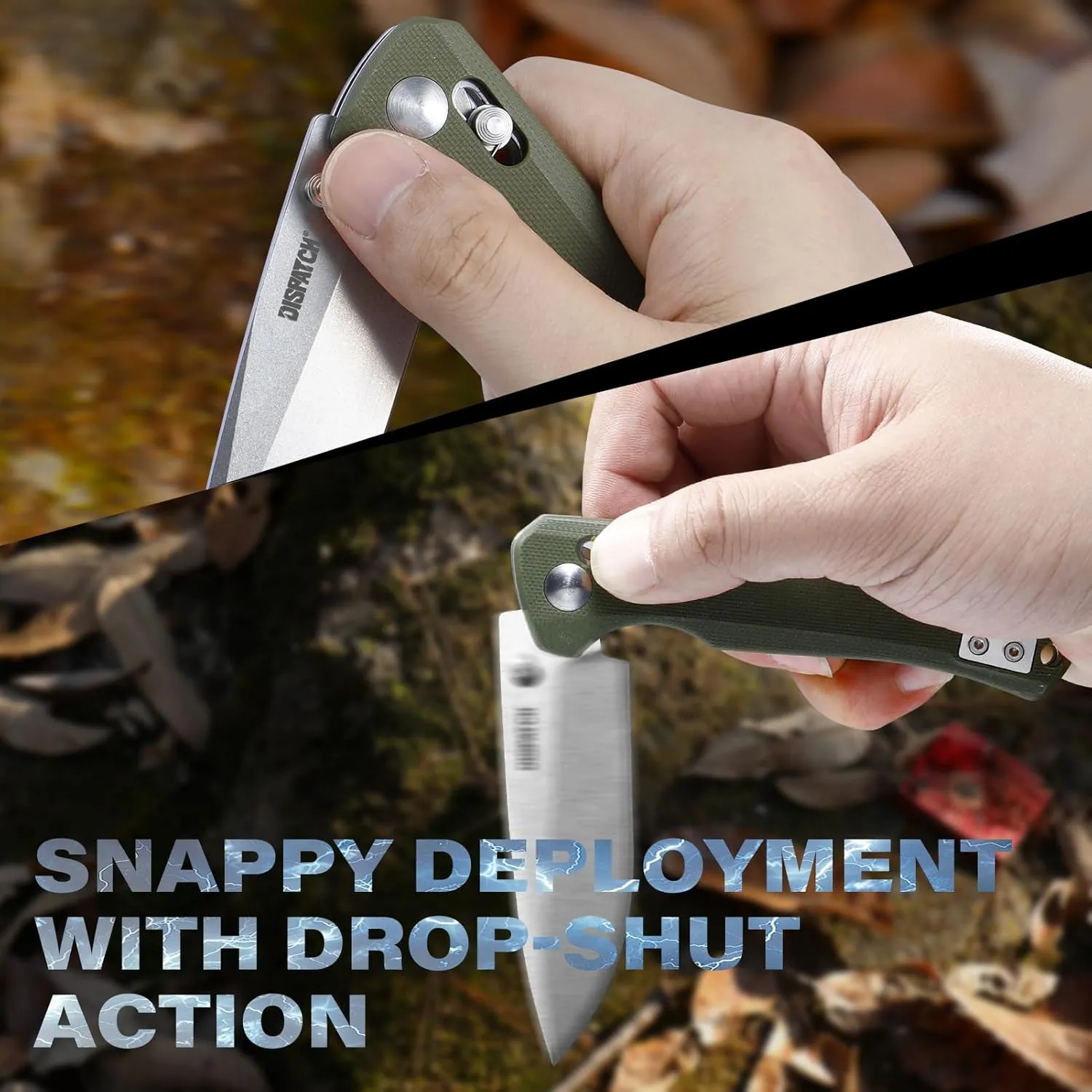 Axis Lock Folding Pocket Knife with Clip, 3.46" D2 Steel Drop Point Blade and G10 Handle, Crossbar Lock EDC Pocket Knife for Men Women Hiking Camping Hunting Survival Knives