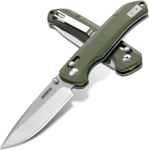 Axis Lock Folding Pocket Knife with Clip, 3.46" D2 Steel Drop Point Blade and G10 Handle, Crossbar Lock EDC Pocket Knife for Men Women Hiking Camping Hunting Survival Knives