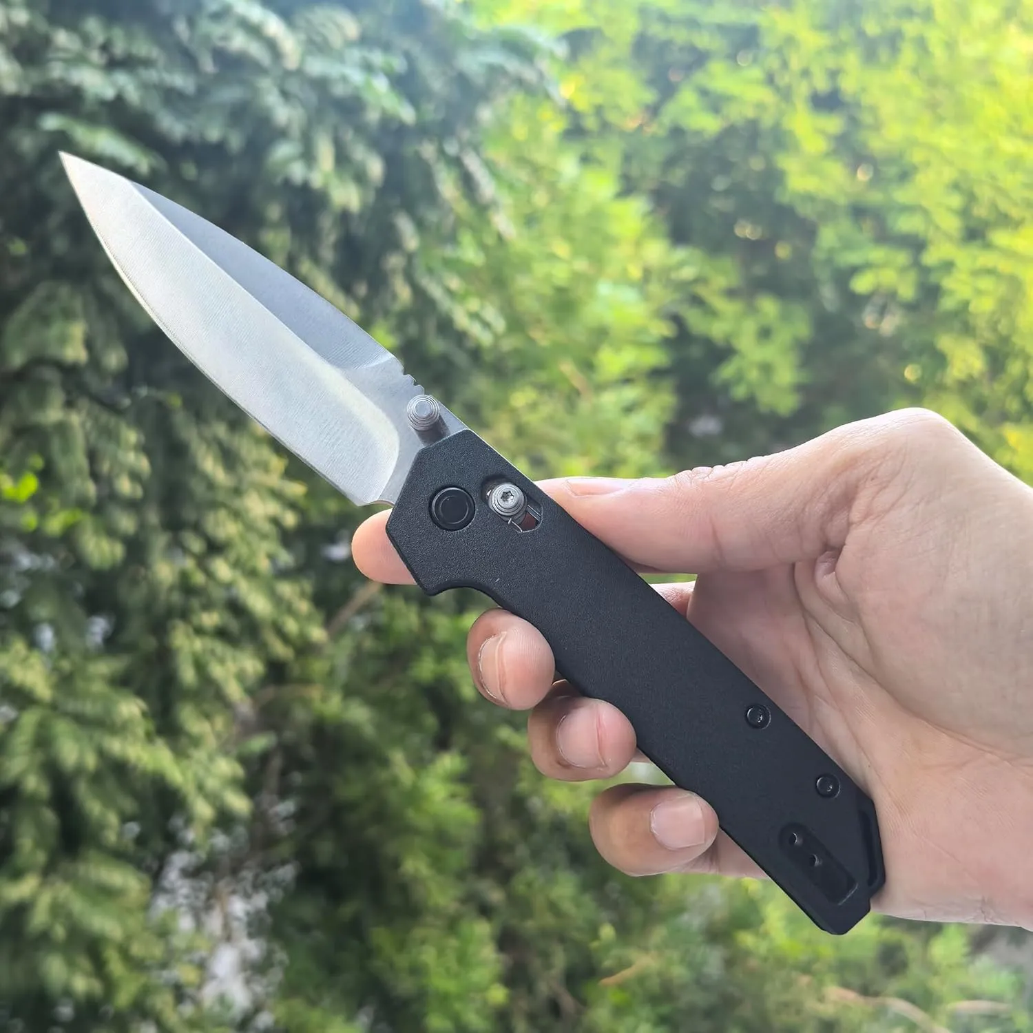 Axis Lock Knife EDC Folding Pocket Knives For Men, 440C Blade, Black Grivory Fiberglass Super Lightweight Handle With Belt Clip, Everyday Carry (Black handle satin blade)