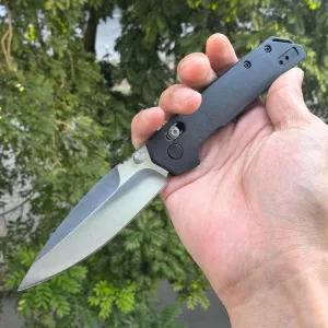 Axis Lock Knife EDC Folding Pocket Knives For Men, 440C Blade, Black Grivory Fiberglass Super Lightweight Handle With Belt Clip, Everyday Carry (Black handle satin blade)