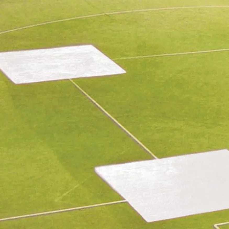 BASEBALL TARP WITH GROUND STAKES (10' SQUARE - 6 OZ. POLYETHYLENE) (3 BASE) (WHITE OR SILVER - REVERSIBLE)