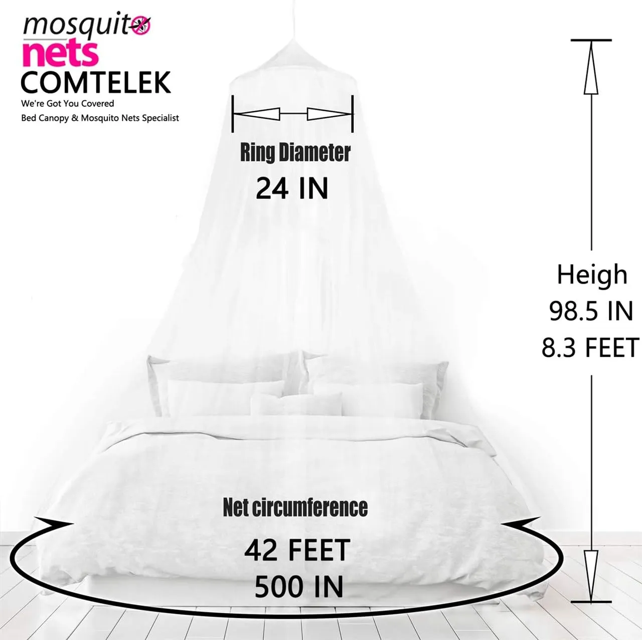 Bed Canopy with Lights,Mosquito Net Bed Canopy for Girls Canopy Bed Curtains Full Queen Size from Ceiling,Dome Mosquito Netting Bed Tent Twin Girls Princess Canopy King Bed Decor