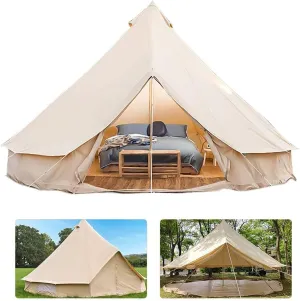 Bell Tent Indian Tent Diameter /4M/5M/6M Cotton Canvas Large Family Tents 4 Season Outdoors Yurt Bell Tent Glamping for Camping
