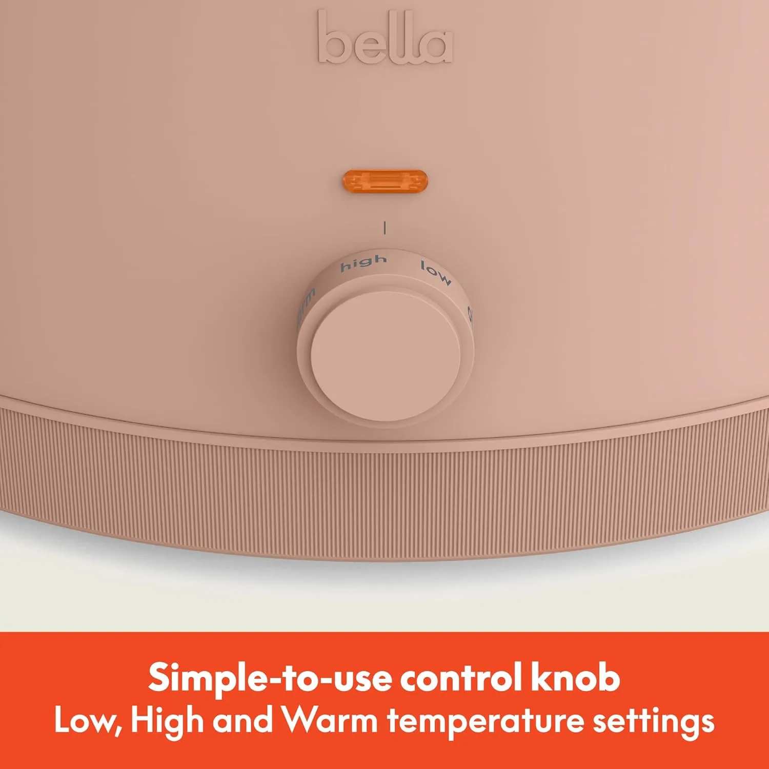 bella 6.0 Qt Manual Slow Cooker, EverGood™ Ceramic Nonstick Coating, 3 Temperature Settings, Dishwasher Safe Stoneware Pot and Tempered Glass Lid, Cool Touch Handles & Tangle Free Cord Wrap, Blossom