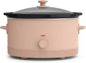bella 6.0 Qt Manual Slow Cooker, EverGood™ Ceramic Nonstick Coating, 3 Temperature Settings, Dishwasher Safe Stoneware Pot and Tempered Glass Lid, Cool Touch Handles & Tangle Free Cord Wrap, Blossom