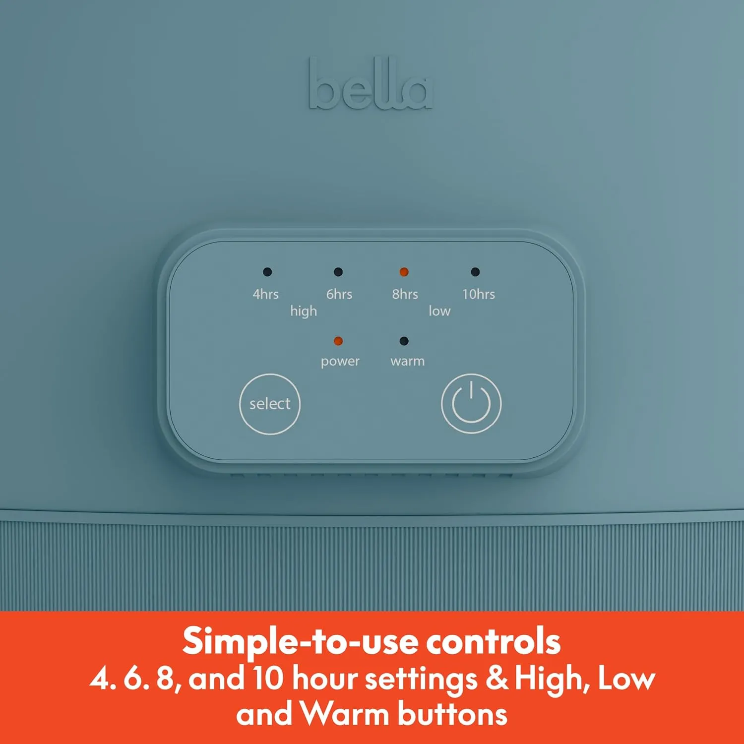 bella 6.0 Qt Programmable Slow Cooker, EverGood™ Ceramic Nonstick Coating, Adjustable Temperature & Cooking Times, Dishwasher Safe Stoneware Pot & Tempered Glass Lid, Tangle Free Cord Wrap, Surf
