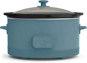 bella 6.0 Qt Programmable Slow Cooker, EverGood™ Ceramic Nonstick Coating, Adjustable Temperature & Cooking Times, Dishwasher Safe Stoneware Pot & Tempered Glass Lid, Tangle Free Cord Wrap, Surf