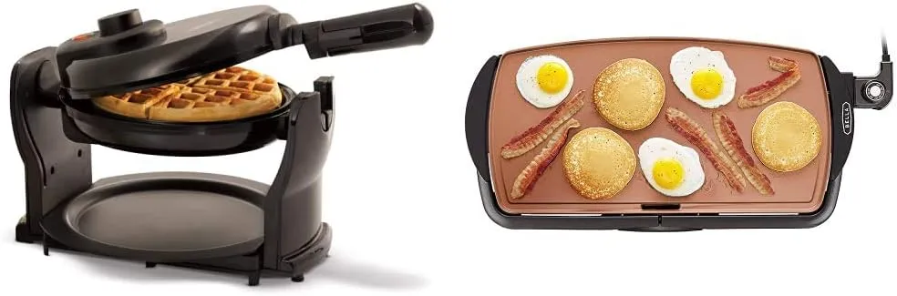 BELLA Belgian Waffle Maker and Electric Ceramic Titanium Griddle Bundle