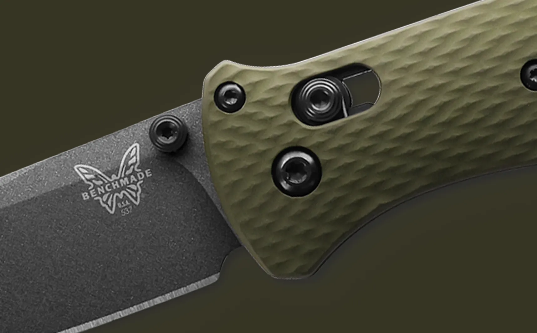 Benchmade 537GY-1 Bailout Woodland Green Aluminum Tanto Plain Folding Pocket Knife