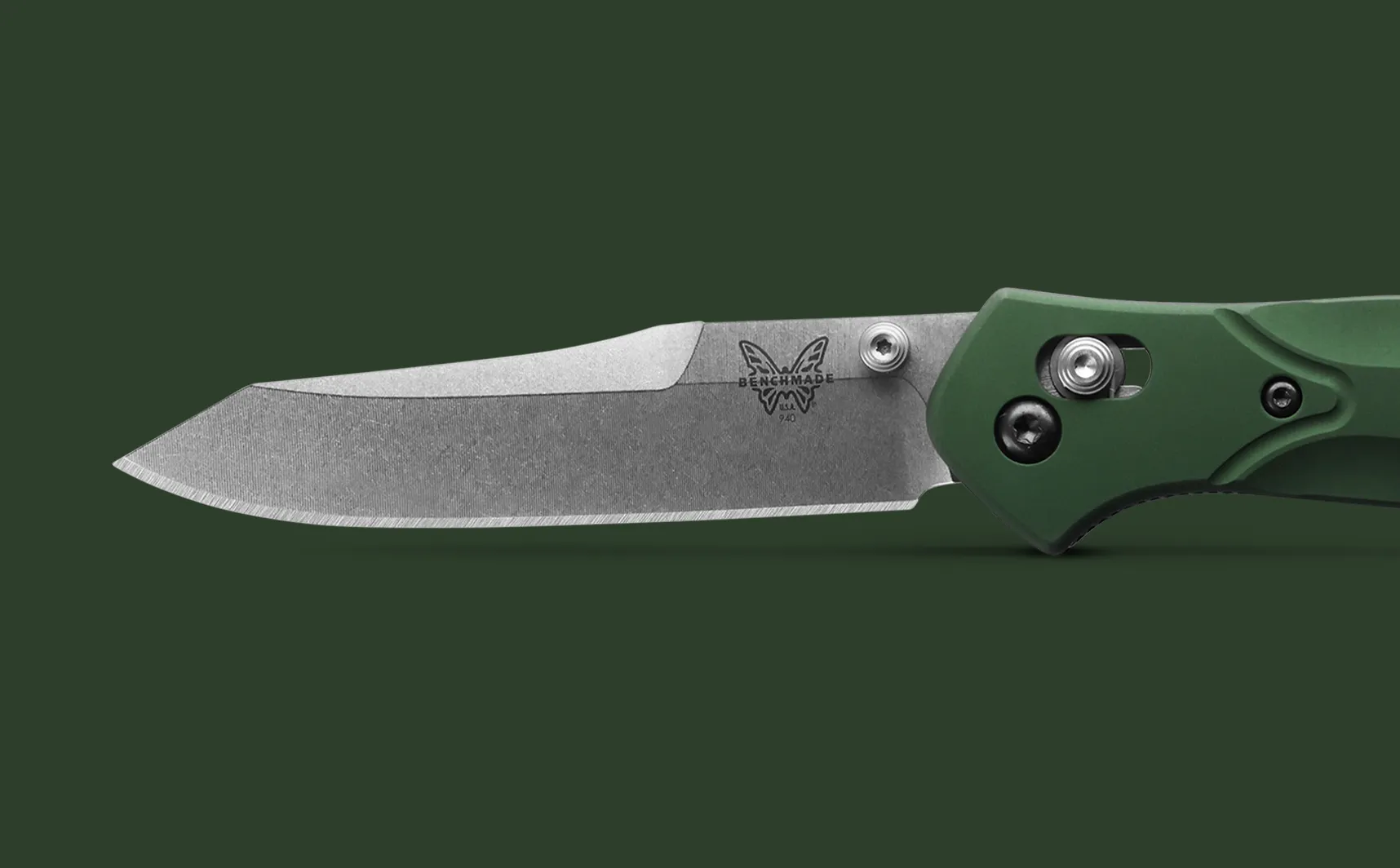 Benchmade 940 Plain Edge 3.4" Green Aluminum Folding Pocket Knife