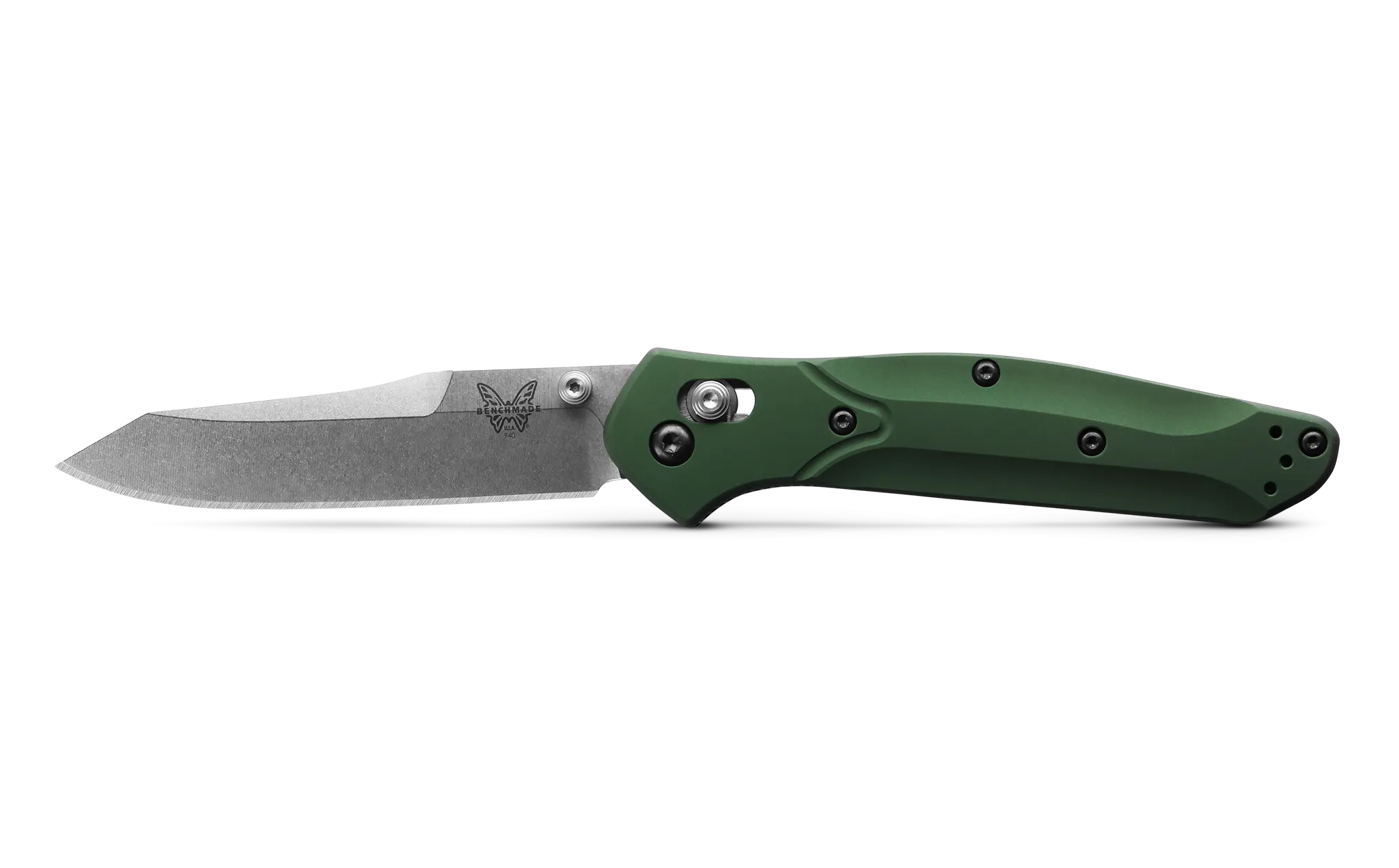 Benchmade 940 Plain Edge 3.4" Green Aluminum Folding Pocket Knife