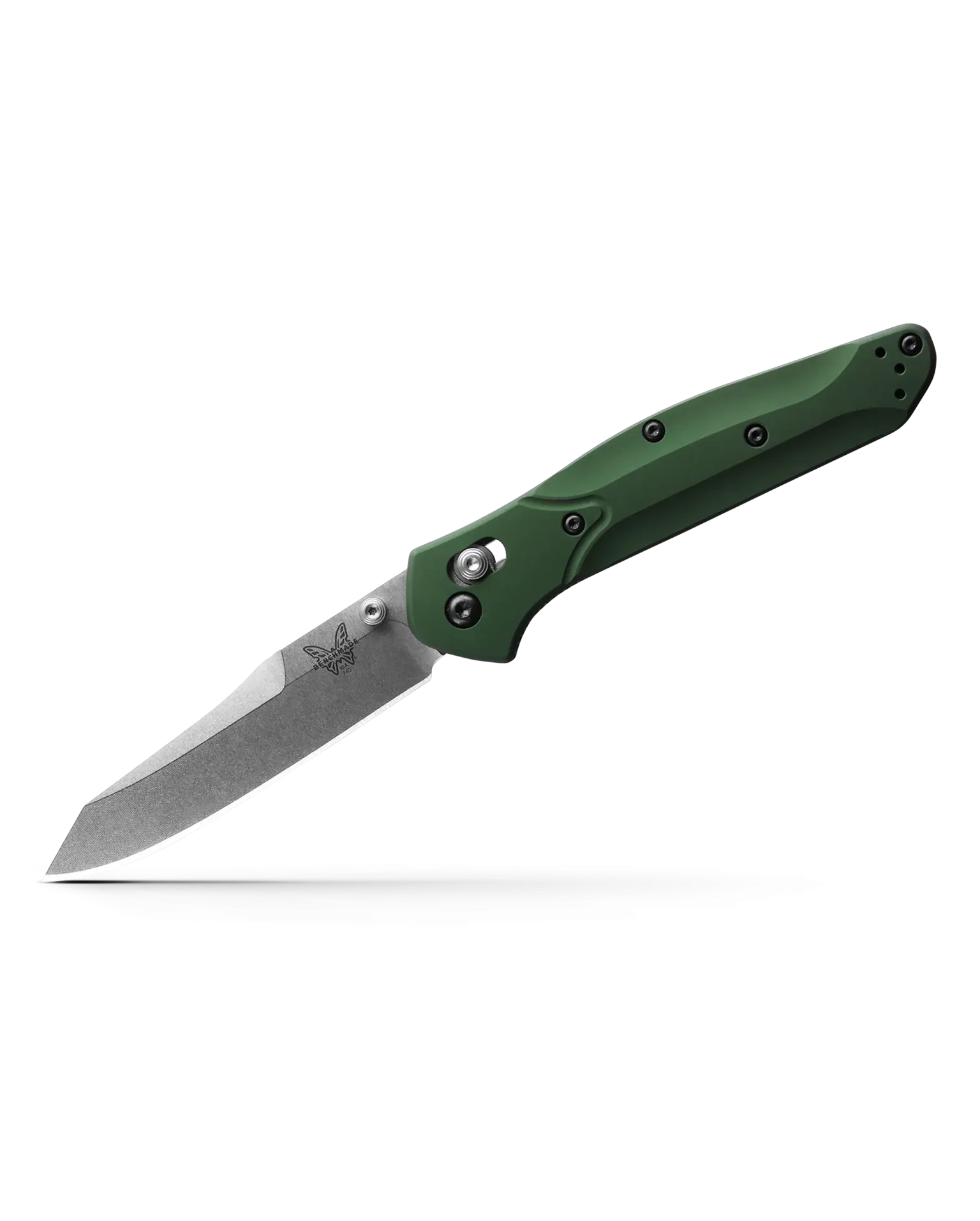Benchmade 940 Plain Edge 3.4" Green Aluminum Folding Pocket Knife