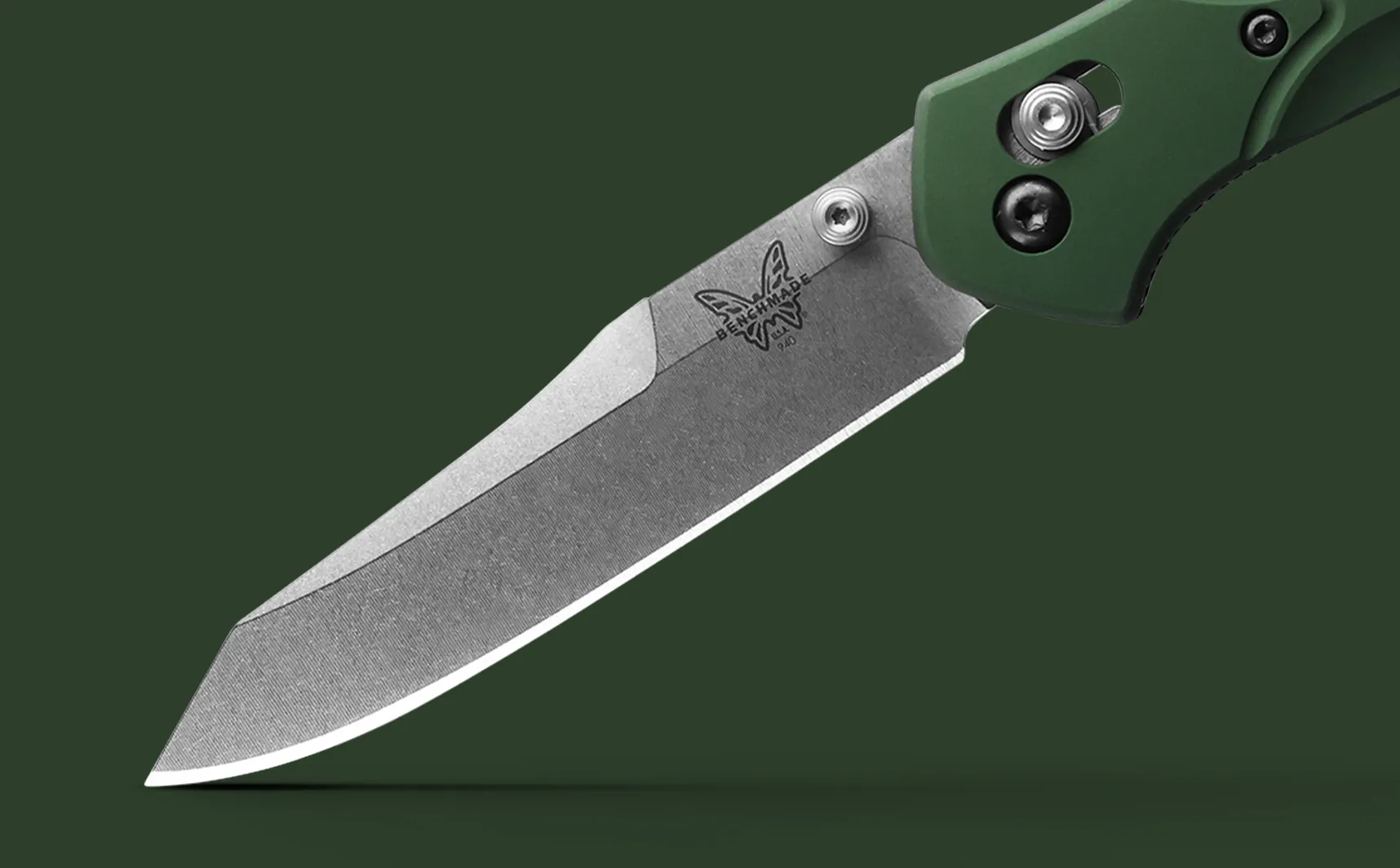 Benchmade 940 Plain Edge 3.4" Green Aluminum Folding Pocket Knife