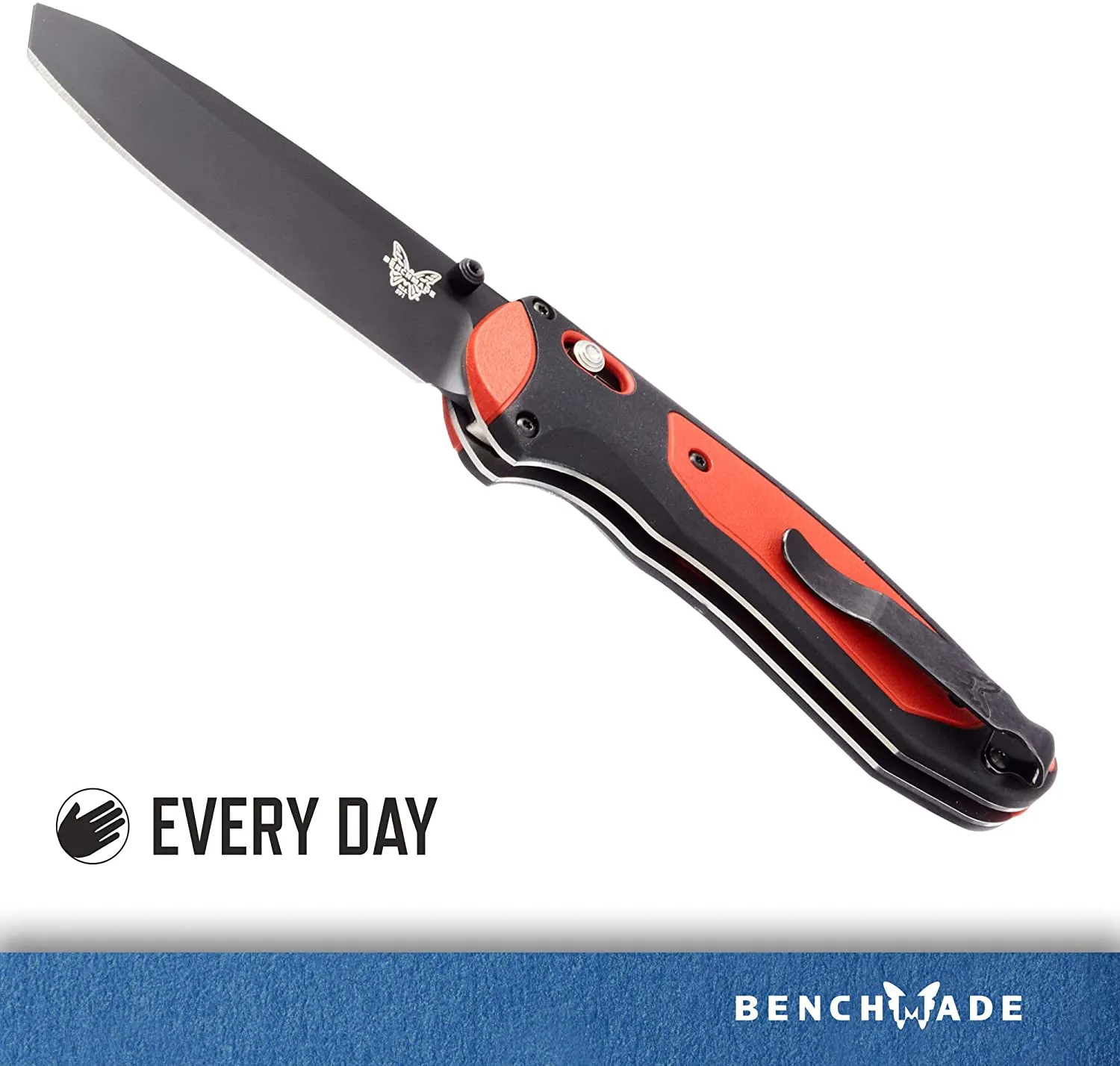 Benchmade Boost Plain Edge 3.43" Black/Red Grivory Handle Folding Pocket Knife (591BK) Specifications: