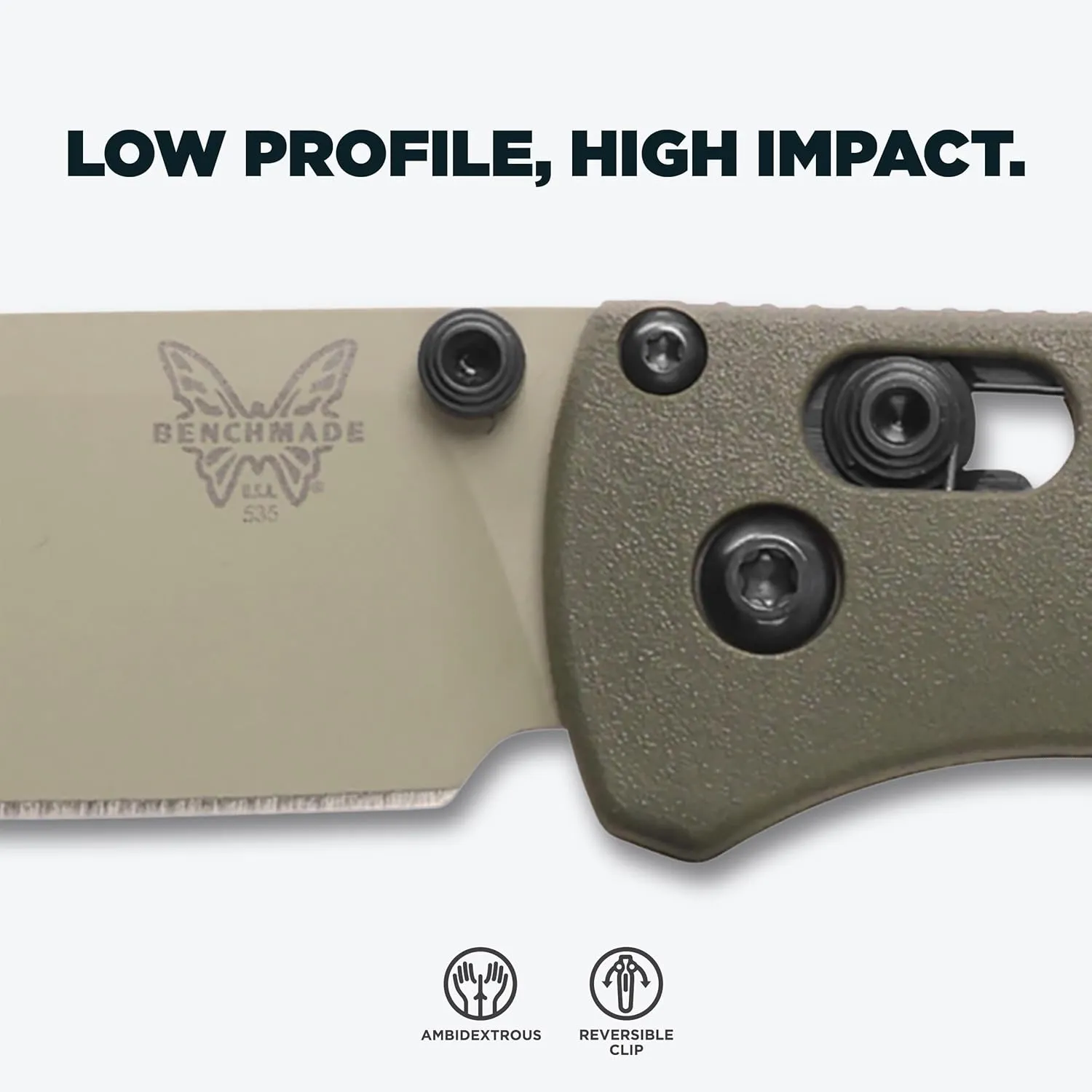 Benchmade - Bugout Folding Knife with Dark Olive Grivory Handle (535TN-11)