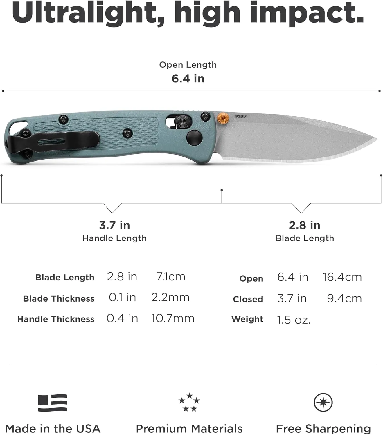 Benchmade - Mini Bugout 533 Folding Knife with Sage Green Grivory Handle (533SL-07)