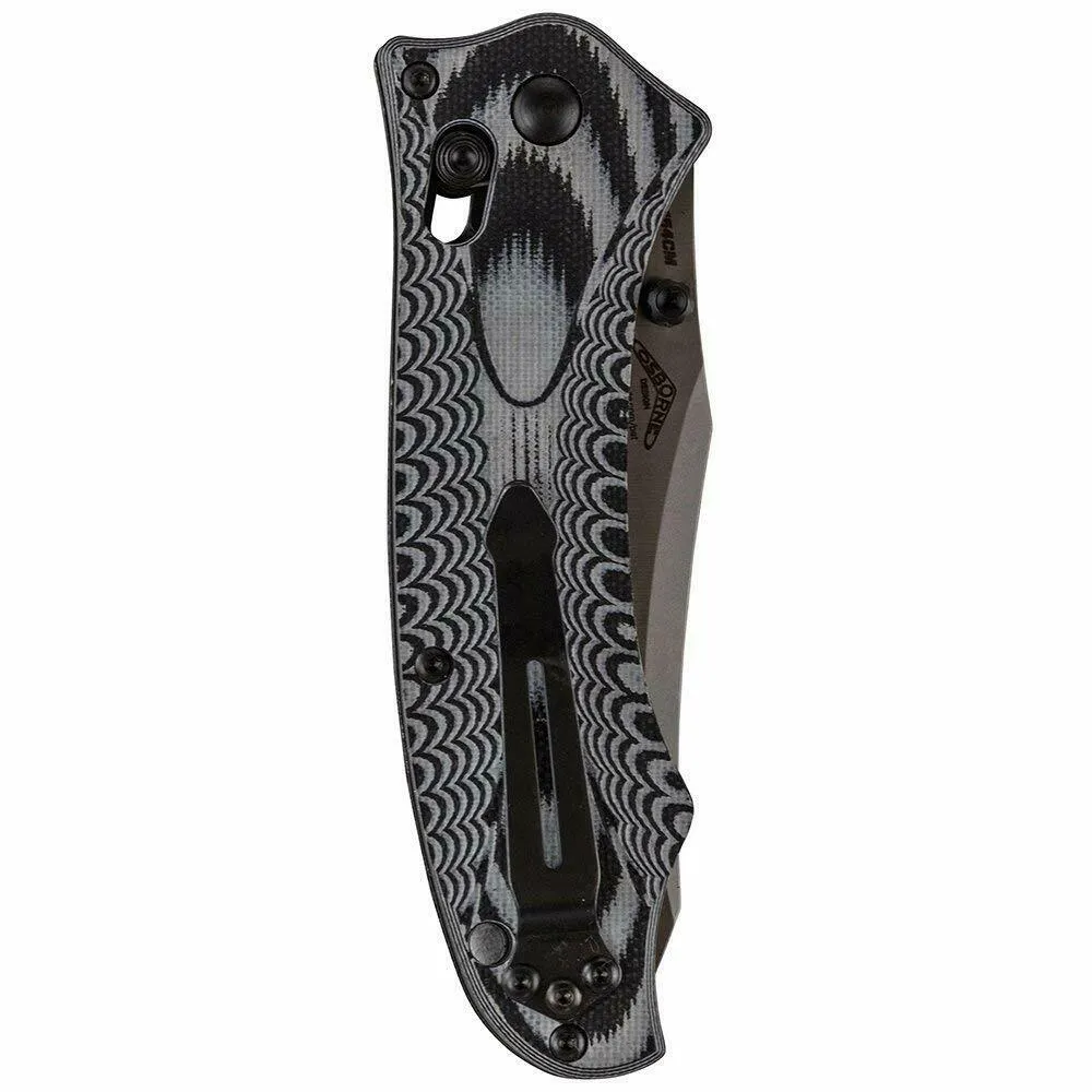 Benchmade Rift 950 Knife, Reverse Tanto Plain Edge/Satin Finish, Black & White