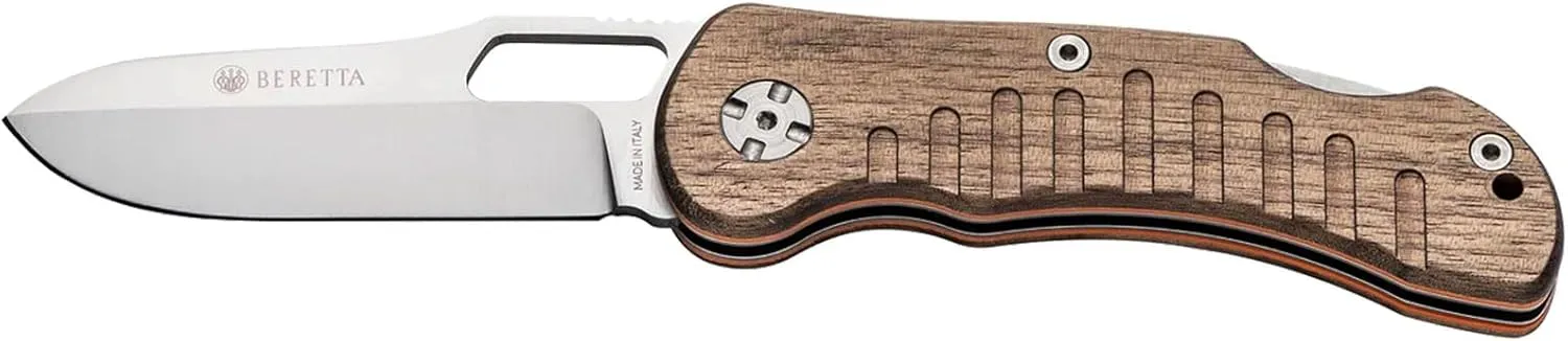 Beretta Bushbuck Folding Knife | 85mm Stainless Steel Blade with Walnut & G10 Handle | Compact Versatile Outdoor Hunting Knife