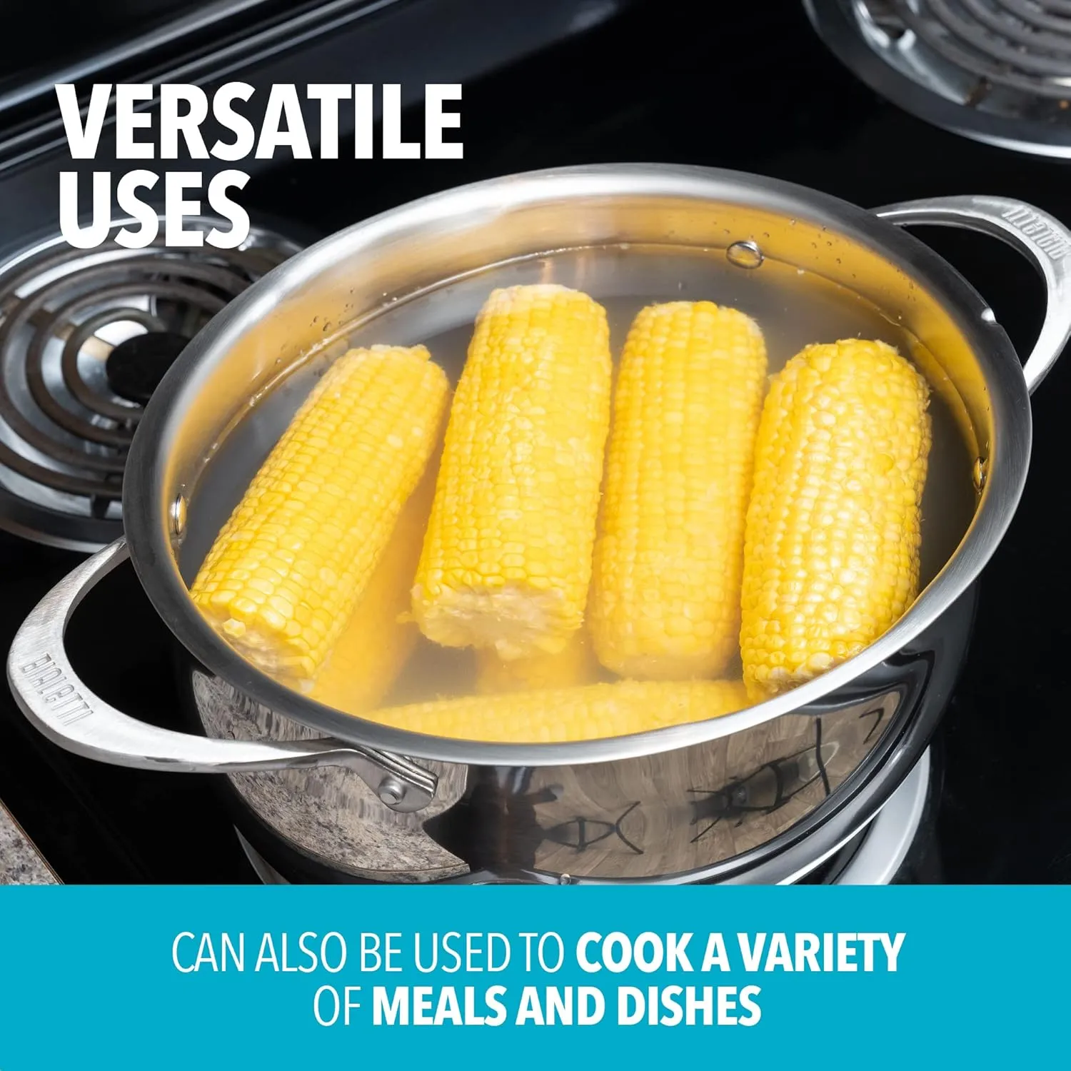 Bialetti 6 Quart Pasta Pot with Strainer Lid, Stainless-Steel – Elongated Oval Pot for Long Spaghetti, Lasagna, Penne & Farfalle, Heat Resistant Handles & Nonstick Interior, Large Pot for Cooking