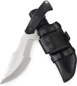 BIGCAT ROAR Handmade Tracker Knife - Full Tang Fixed Blade Hunting Knife with Sheath and Ergonomic Handle - 12″ EDC D2 Steel Outdoor Knife - Black Jaguar